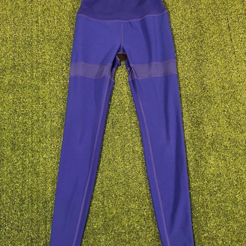 Alo Yoga Blue Mesh Panel High Waisted Leggings Women Size S Activewear